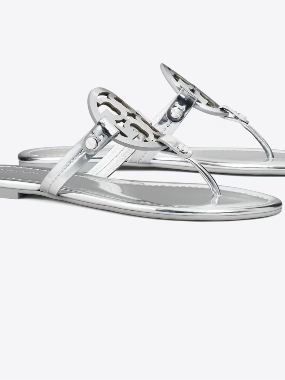 Women's Tory Burch Silver Metallic Thong Sandals